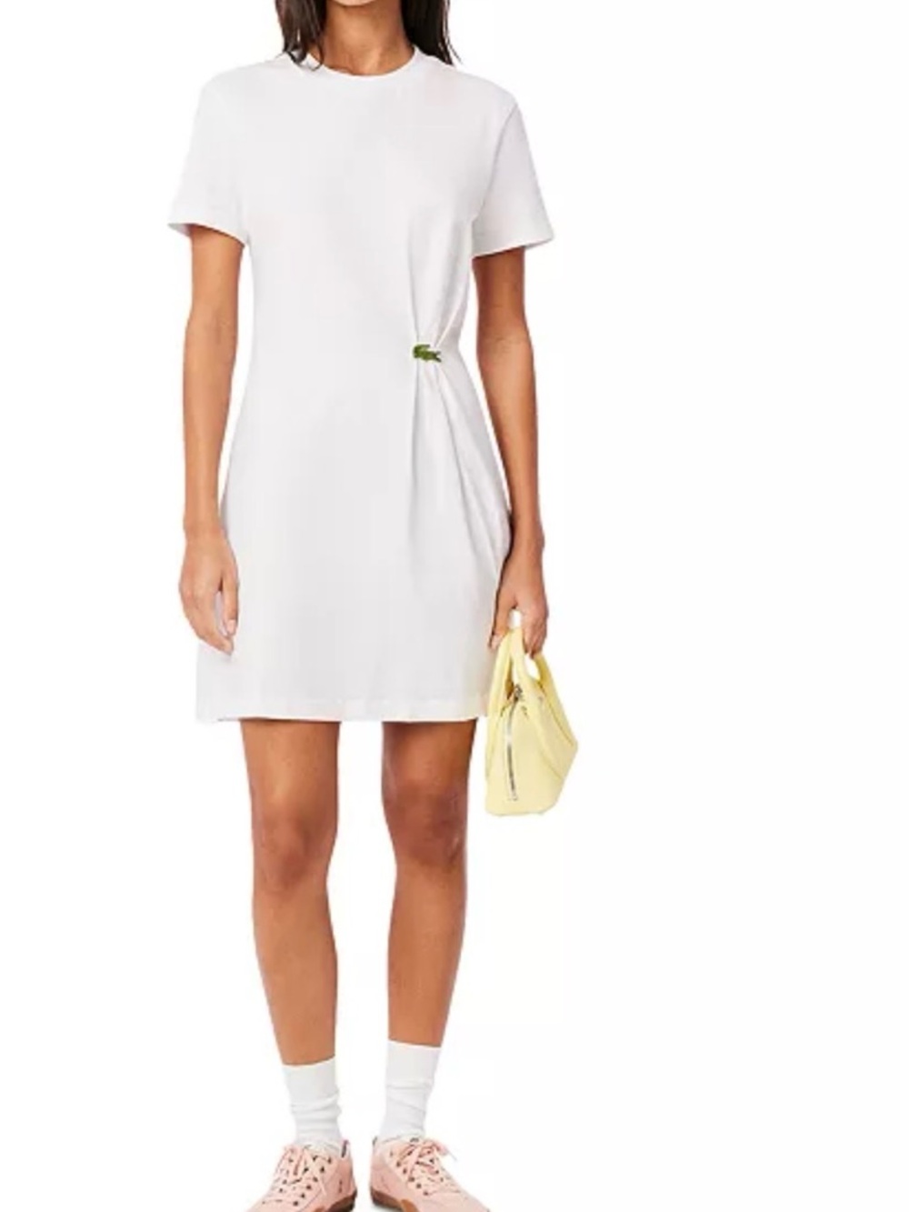Lacoste 🐊 White Cotton Pleated T-Shirt Dress